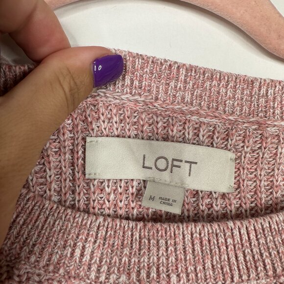 2/$30 LOFT Ribbed Tunic Sweater Adjustable Slit Pink Medium #A0626 TRB3 - Picture 5 of 7